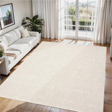 Garvee Washable 8x10 Rug Non Slip Backing Solid Neutral Modern Abstract Carpet Cream for Living Room Bedroom Dining Table Home Office