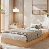 Garvee Twin Size Wood Platform Bed Frame Pine No Headboard Modern Minimalist Bedroom - Pine