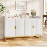 Garvee 47.2" Fluted Sideboard With Storage Cabinet, Adjustable Shelves, Media Console Buffet Cabinet For Living Room, Kitchen, Entryway, White - White