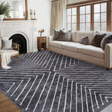 Garvee Large Area Rug 10x13 Living Room Rug Indoor Non Slip Geometric Large Bedroom Area Rug Stain Resistant Modern Dining Room Throw Rug Low Pile Contamporary Carpet for Office Home Decor, Dark Grey