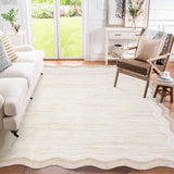 Garvee Scalloped 8x10 Washable Area Rug for Living Room, Bedroom, Farmhouse Dining Room, Cream, Modern Stain Resistant Low Pile Non-Slip Rug - Scalloped|Cream