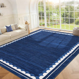 Garvee Washable Rug 5x7 Blue Non Slip Soft Stain Resistant Modern Border Area Rug for Living Room Bedroom Dining Room Nursery