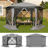 Garvee 13FT 6-Sided Pop Up Gazebo Tent with Removable Canopy for Camping and Outdoor Events, Grey, Spacious and Durable - Grey
