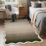 Garvee Scalloped Taupe Ombre Rug Non Slip Large 10x13 for Living Room Bedroom Nursery Dining Office