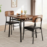 Garvee Dining Table for 2 with Storage Rack, Metal Frame, Upholstered Chairs, Small Space, Black