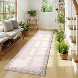Garvee Modern Bordered Runner Rug 2x6 Non Slip Low Pile Ivory for Hallway Kitchen Bedroom Living Room Nursery Laundry - Ivory