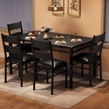 Garvee Wood Dining Table Set for 4 with Upholstered Chairs, Corner Protector, Kitchen, Apartment, 43.3in, Retro Black