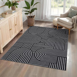 Garvee Large Area Rug 10x13 Rainbow Striped Indoor Carpet Black Non-Slip Stain Resistant