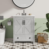Garvee 24 Inch Bathroom Vanity with Ceramic Sink, Modern Grey Freestanding Cabinet for Bathrooms - Grey