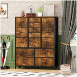 Garvee 15 Drawers Dresser for Bedroom Storage + Tall & Spacious + Fabric & Metal Frame + Easy Pull Handle + Rustic Brown Finish - Tiger Stripes