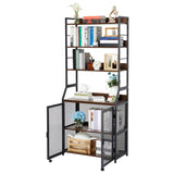 Garvee 2-in-1 Bookshelf Desk with Storage Shelves Industrial Metal Particle Board Study Desk 70" Tall Black Brown - Vintage Brown