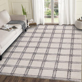 Garvee Geometric 5x7 Area Rug Washable Modern Checkered Non Slip Ultra Thin Low Pile Beige for Living Room Bedroom Nursery Dining Room