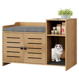 Garvee Cat Litter Box Enclosure Hidden Litter Box Cabinet Furniture with Scratch Pad for Hallway Bedroom Indoor Cats Farmhouse Style