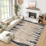 Garvee Washable Rugs 8x10 Rug for Living Room Modern Area Rug for Bedroom Contemporary Abstract Non Slip Large Area Rug Low Pile Stain Resistant Carpet for Classroom Dining Room 8'x10' Brown/Black