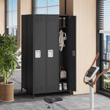 Garvee Employee Lockers Metal Storage 3 Doors Heavy-Duty Steel Durable Powder Coated Double Tier Office Gym School 72in H 15.7in W 35.4in D