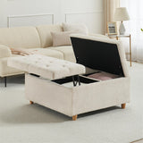 Garvee Sherpa Storage Ottoman Coffee Table with Lift Top, Sherpa Fabric, Large Square, White, Bedroom Living Room