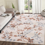 Garvee Washable Bedroom Rugs 9x12 Beige Floral Print Large Area Rugs Soft Non Slip Ultra Thin Carpet for Living Room Nursery Kids Playroom Dining Room Home - Beige