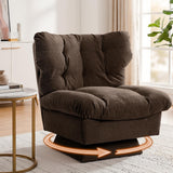Garvee Chenille Swivel Accent Chair 360° Rotation Oversize Base 20.8in Extended Seat Cozy Cotton Filling Living Room Bedroom Office - Brown