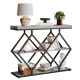 Garvee 3-Tier Entryway Table Industrial Console Sofa Table with Storage Gray - Gray + Diamond-Shaped