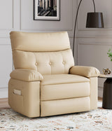 Garvee Oversized Wide Recliner Chair Heat and Massage PU Leather Extra Wide Manual Recliner for Adults Large Lazy Chair Living Room Bedroom 27in Wide Black