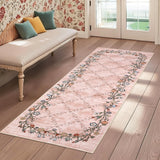 Garvee Floral Pink 2x6 Washable Runner Rugs for Hallway: Modern Floral Non Slip Large Runner Rugs for Kitchen, Large Machine Washable Hallways Low Pile Carpet with Non-Slip Backing