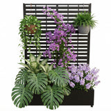 Garvee Metal Planter Box with Trellis, 71.5"x47"x16", Raised Garden Beds with Wheels, Black, Patio Balcony Use - Black