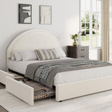 Garvee Full Size Bed Frame with 2 Storage Drawers, Upholstered Boucle Platform Bed, Beige, Modern Bedroom Furniture - Beige
