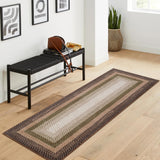 Garvee Bordered Moss Brown 2x10 Machine Washable Non Slip Low Pile Pet Friendly Braided Print Runner for Hallway Kitchen Living Room Bedroom Bathroom