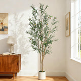 Garvee Olive Trees Artificial Indoor 6FT Tall Faux Olive Tree with White Planter & Green Moss for Home Office Decor