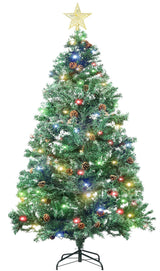 Garvee 6.5 Ft Pre-Lit Artificial Christmas Tree with 1000 Branch Tips, 350 Warm White LED Lights, Top Star, Metal Stand for Home Office Party, Green