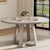 Garvee Dining Table Round Kitchen Table 47 Inch Grey Farmhouse Style for 4-6 People - Grey