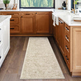 Garvee Washable Runner Rug 2x6 Runners Entryway Rug Floral Non Slip Kitchen Rugs Bathroom Rugs Taupe Bedroom Rug Throw Rugs Soft Stain Resistant Carpet for Laundry Hallway 2'x6' Taupe