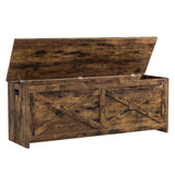 Garvee 47.2 in Wooden Storage Chest with Safety Hinges, Large Shoe Bench for Entryway, Living Room, Bedroom, Brown