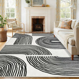 Garvee Abstract 8x10 Area Rugs, Soft Washable 5x7 Rugs for Living Room Bedroom, Non Slip Ultra Thin Large Carpet Black