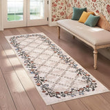 Garvee Floral Beige 2x6 Washable Runner Rugs for Hallway: Modern Floral Non Slip Large Runner Rugs for Kitchen, Large Machine Washable Hallways Low Pile Carpet with Non-Slip Backing