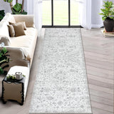 Garvee 4x6 Rug for Living Room Washable Rugs Boho Rug for Bedroom Vintage Rug Non Slip Carpet Floral Throw Rugs Stain Resistant Office Rug Classroom Rug 4'x6' Light Grey - Grey
