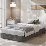 Garvee Twin Size Wood Platform Bed Frame No Headboard Wooden Slat Support Easy Assembly Modern Minimalist Style Natural Wood Color - Charcoal Grey
