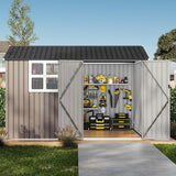 Garvee 6x8 Ft Outdoor Storage Shed Metal Garden Tool Shed Backyard Patio Lawn Brown Durable Rust-Resistant - Brown