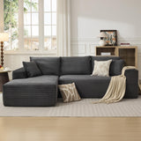 Garvee 108" Sectional Couches L-Shaped Plush Corduroy Fabric Modular Sofa for Living Room Dark Grey