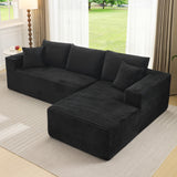 Garvee 108" Modular Cloud Couch, Deep Seat Sectional Sofa with L-Shaped Chaise, Plush Corduroy, Black, No Assembly Required