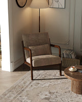 Garvee Modern Wide-Wale Corduroy Accent Chair with Lumbar Pillow Solid Wood Frame for Living Room Bedroom Office Brown - Brown-Wide Wale Corduroy