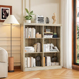 Garvee 3-Tiers Bookcase with 6 Cube Storage, Wooden Cubby Bookshelf, Anti-Tip Design for Bedroom Living Room Home Office, Grey, 53 Inch