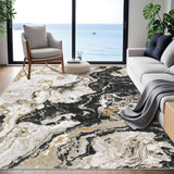 Garvee Abstract Black 6x9 Ultra-Thin Marble Area Rug, Modern Marble Rug Luxury Living Room Rug Boho Area Rug for Bedroom Dinning Room Non Slip Abstract Floor Carpet Indoor, Black - Black