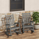 Garvee Poly Lumber Rocking Chair Outdoor Set of 2 - HDPE High Back Porch Rocker Chairs for Adults - All Weather Resistant Patio Furniture - Gray - Gray