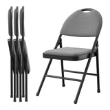 Garvee Folding Chair 4-Piece Set Metal Folding Chair with Non-Slip Foot Pads Cotton Linen Seat Indoor Outdoor Black - Dark Grey