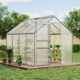 Garvee Walk-in Greenhouse 6x8 FT Aluminum Frame with Roof Vent Rain Gutter Sliding Door for Outdoor Patio Backyard Garden Balcony, Clear - Natural