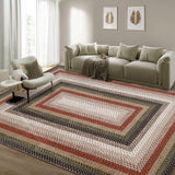 Garvee Bordered Crimson/Earthy 6x9 Machine Washable Area Rug Braided Rug for Living Room Modern Braid Printed Large Bedroom Rug Non Slip Dining Room Throw Rug Farmhouse Accent Carpet for Home Decor