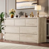 Garvee 7 Drawer Dresser Modern Minimalist Wooden Storage Organizer for Bedroom Living Room Hallway, Large Capacity, Natural Wood Grain - Oak
