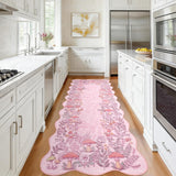 Garvee Scalloped Mushroom Rug 2'x6' Pink Non-Slip Soft Floral Kitchen Runner for Entryway Bathroom Laundry Dorm Room