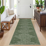 Garvee 2x6 Striped Runner Rug Non-Slip Hallway Runner Green Low Pile Washable Mat for Kitchen Laundry Room Entryway